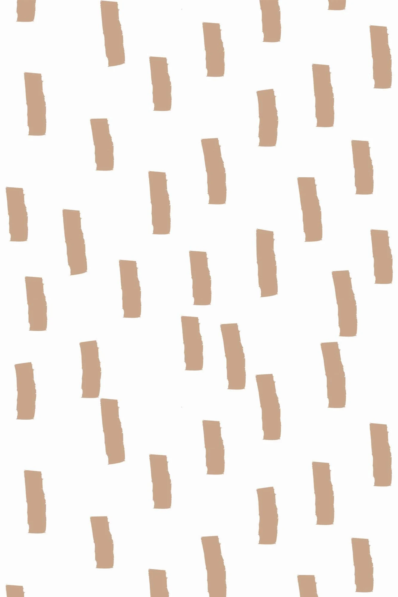 Beige brush stroke lines wallpaper pattern close-up: small beige brush marks on white. A printed pattern, not plaster or linen
