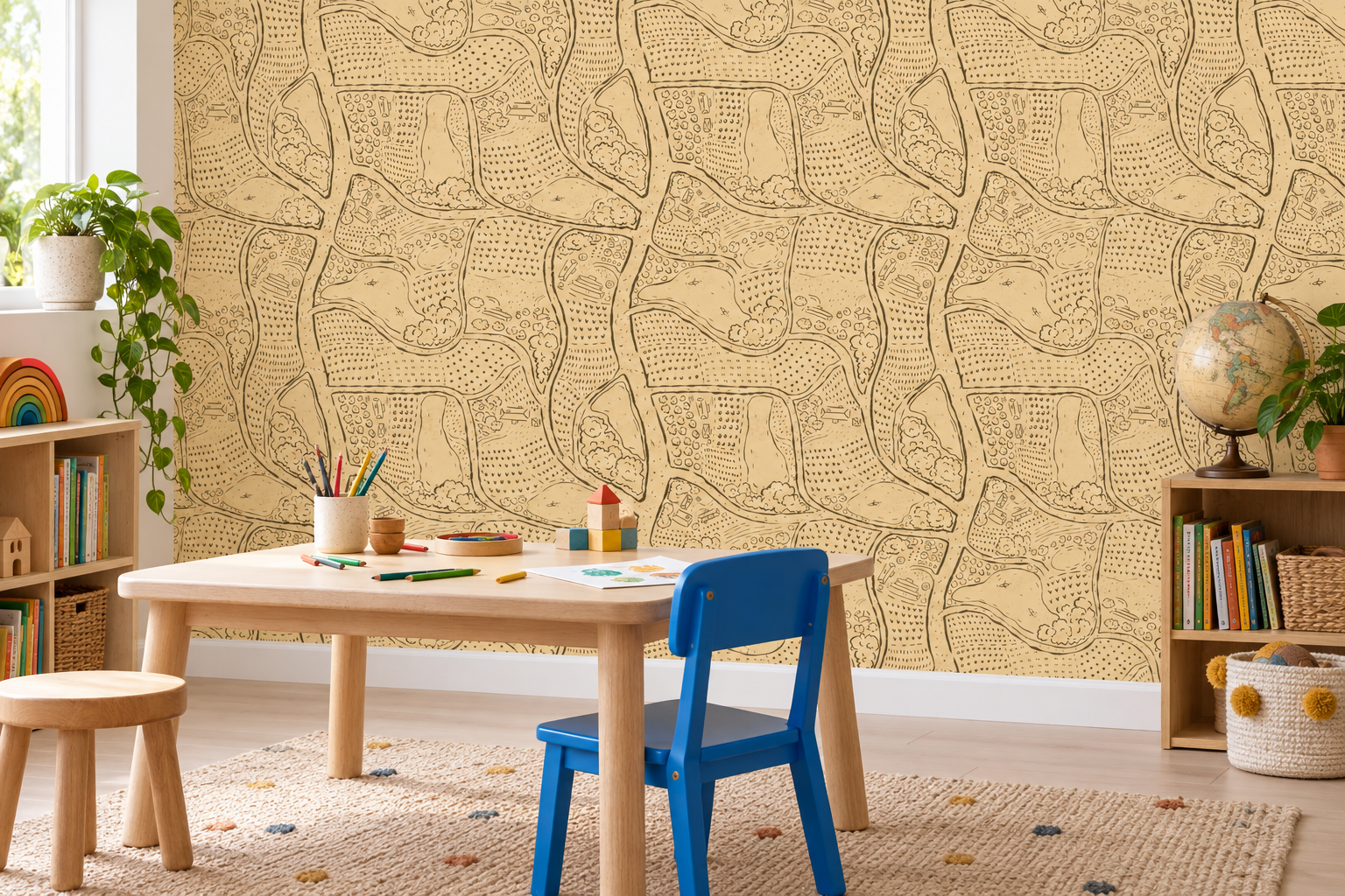 Contour Lines Wallpaper in a WallJoy concept creative studio at supplier-matched scale