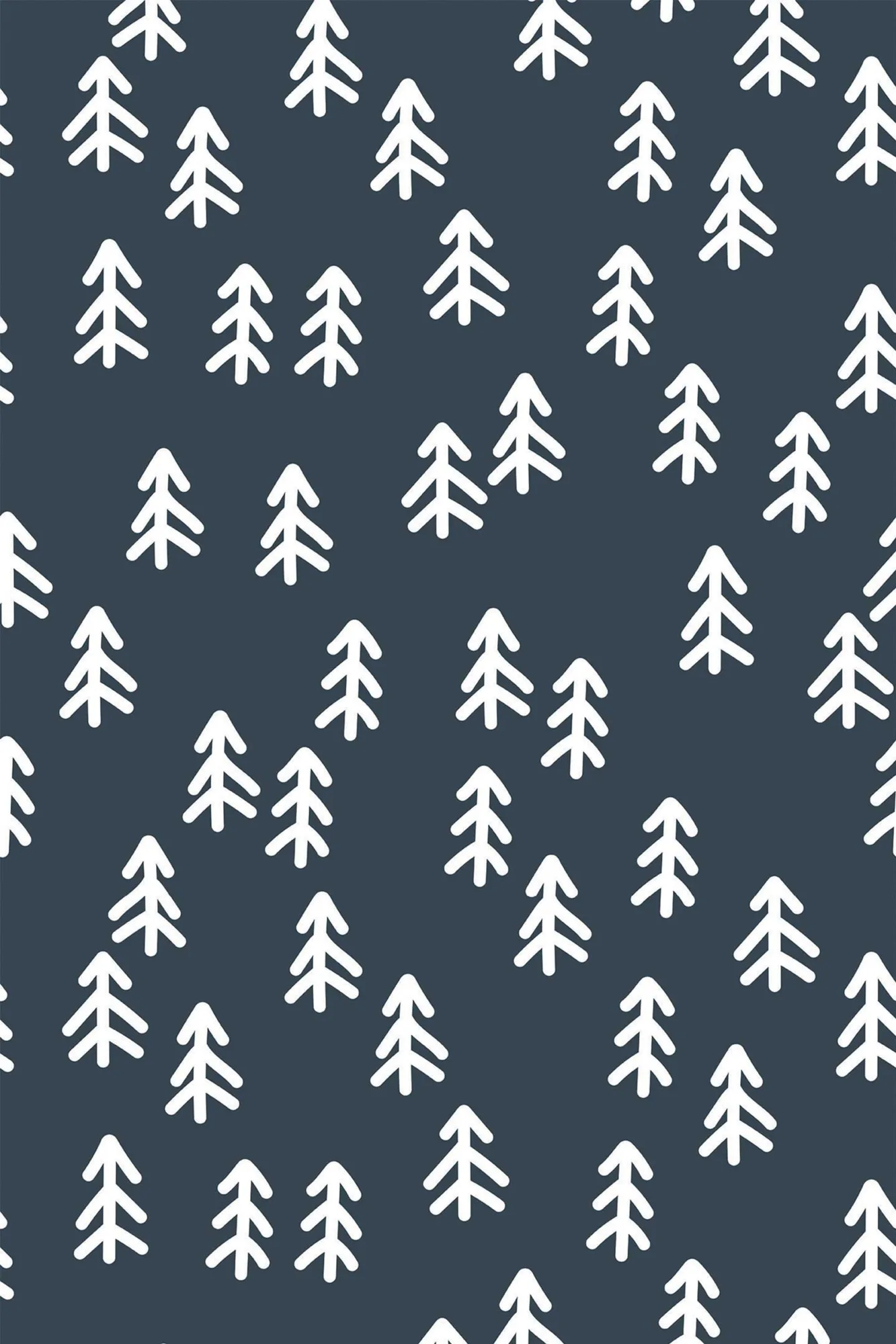Gray Simple Pines wallpaper pattern close-up: simple gray pine motif; neutral and minimal